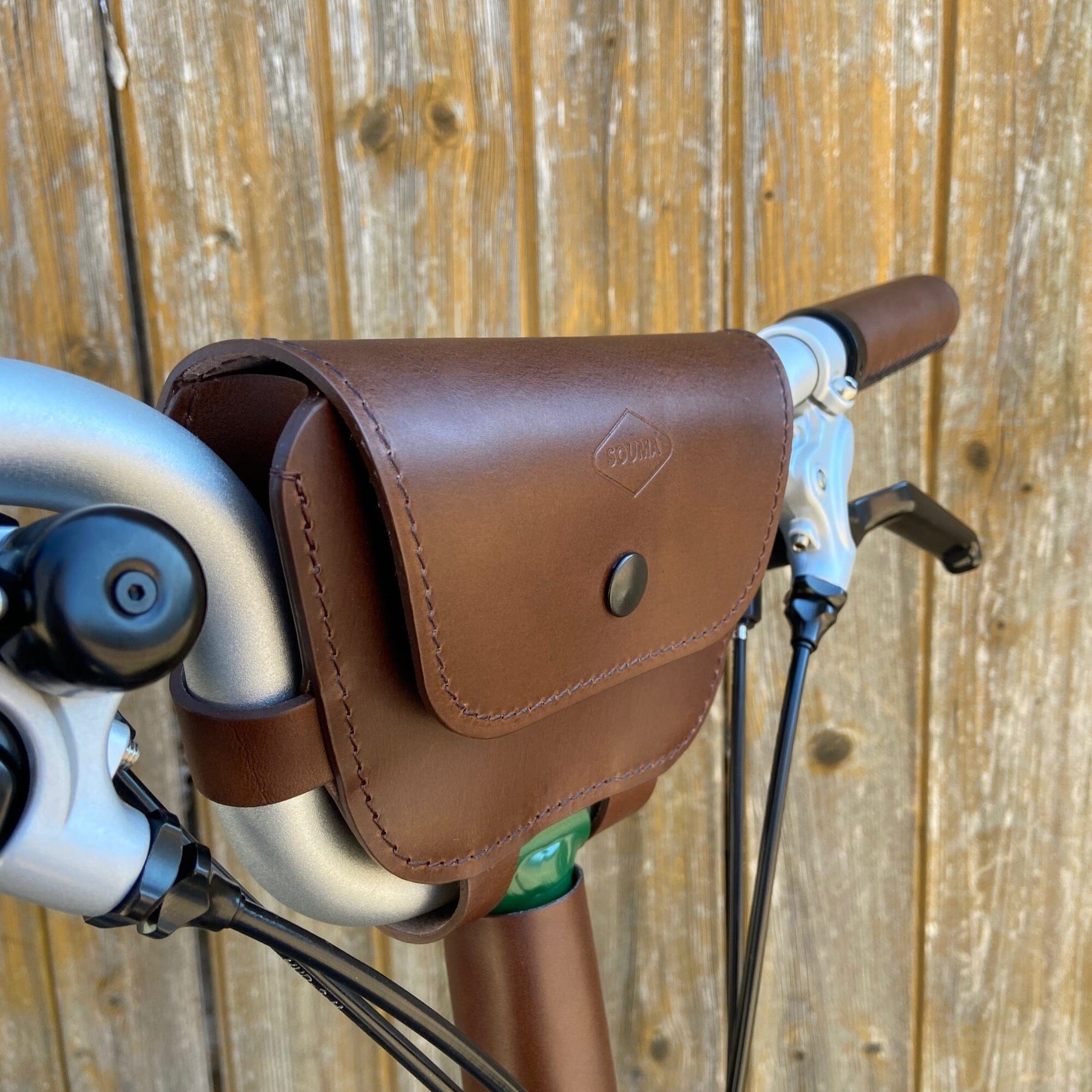 Leather Handlebar Bag for Brompton Bicycle Souma Leather