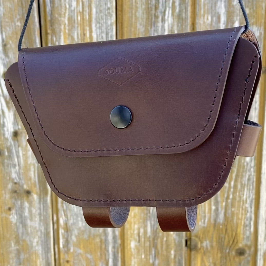 Brompton bag for handlebars brown leather black snaps