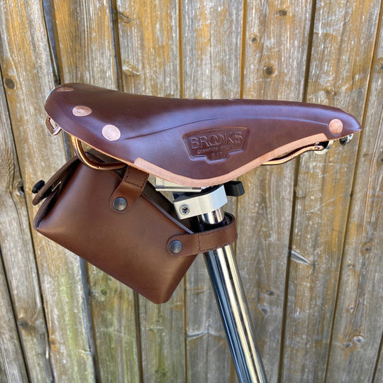 Leather Saddle Bag for Bicycles and Brompton bicycle Souma Leather Brown Normal Black