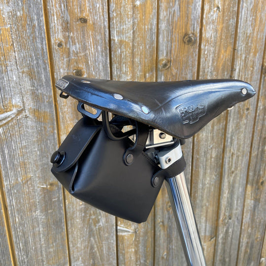 Leather Saddle Bag for Bicycles and Brompton bicycle Souma Leather Black Normal Black