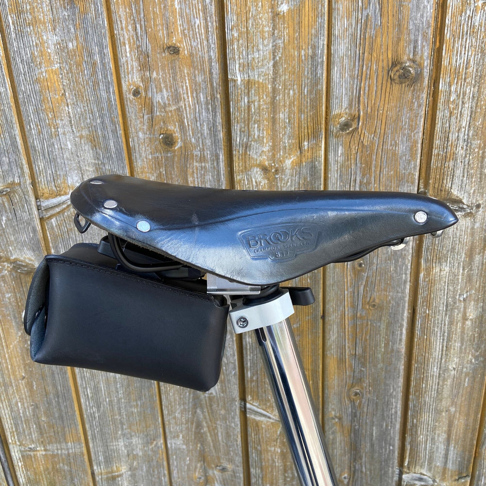 Bicycle Leather Saddle Bag - Quick Release Souma Leather Black Black 