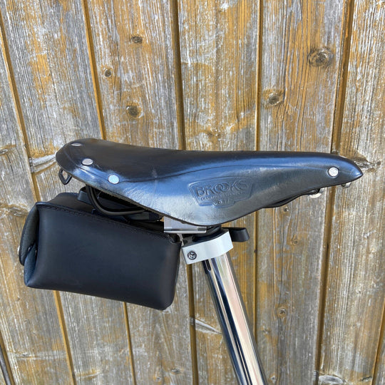 Bicycle Leather Saddle Bag - Quick Release Souma Leather Black Black 