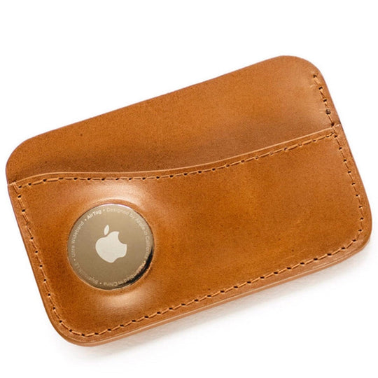 Apple AirTag Leather Wallet - Handmade card wallet with pocket for Apple AirTag Souma Leather Honey 