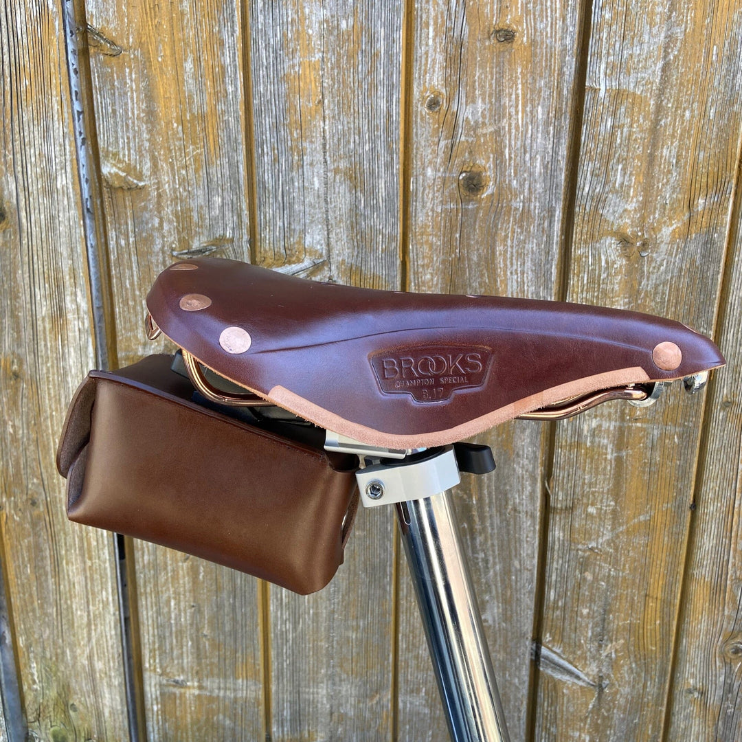 Bicycle Leather Saddle Bag - Quick Release Souma Leather Brown