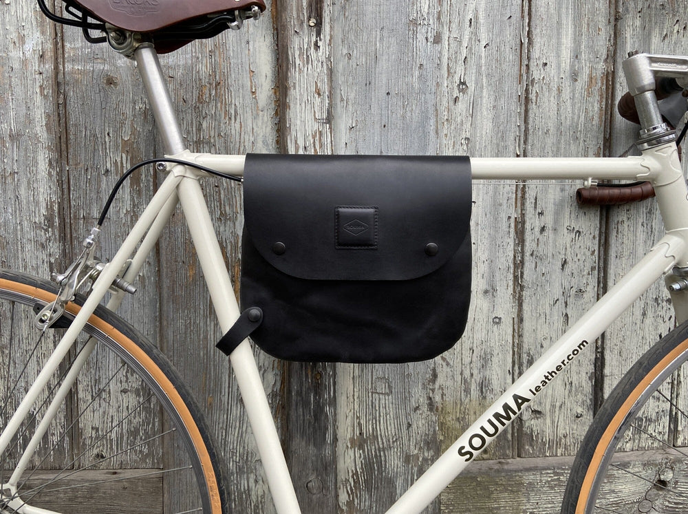 Bikegab - Leather bicycle frame bag/shoulder bag "BLACK" Souma Leather 