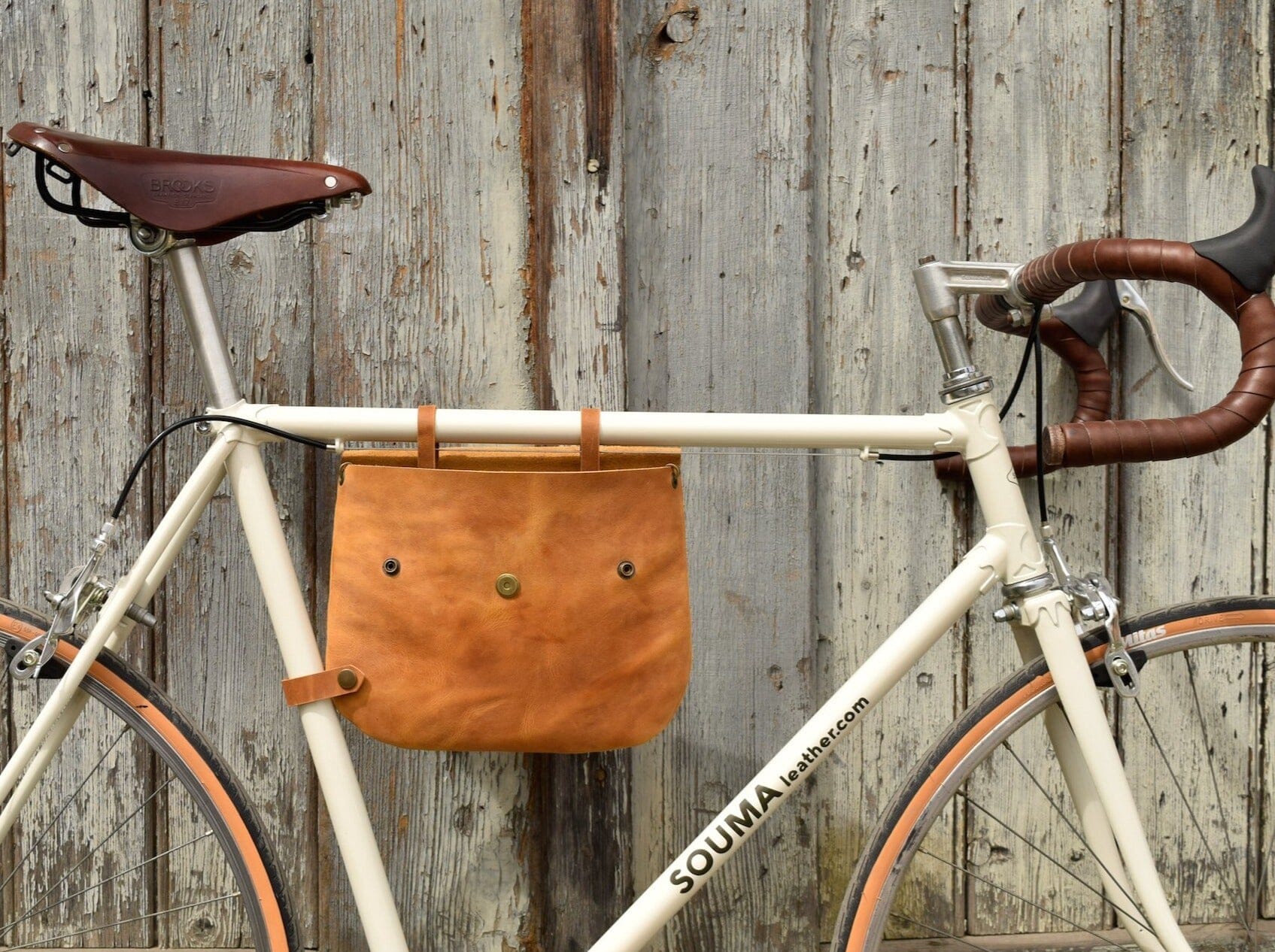 Leather bicycle frame bag shoulder bag Bikegab Souma Leather