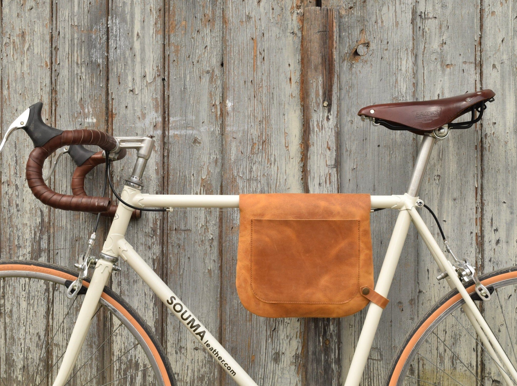 Leather bike frame discount bag