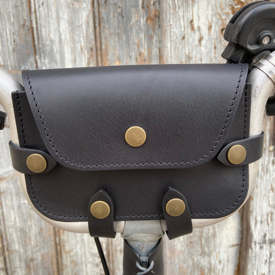 Brompton Pre-2017 Leather Handlebar Bag Souma Leather Black Brass 
