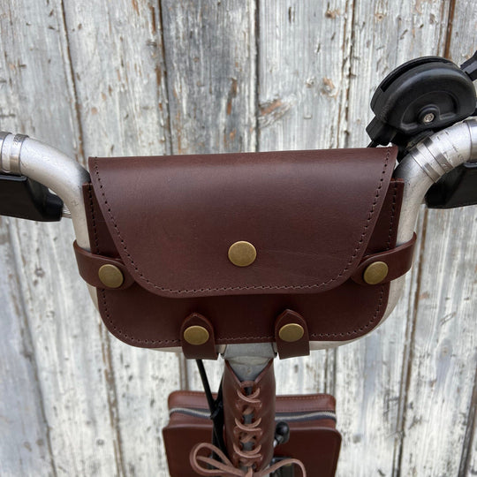 Brompton Pre-2017 Leather Handlebar Bag Souma Leather Brown Brass 